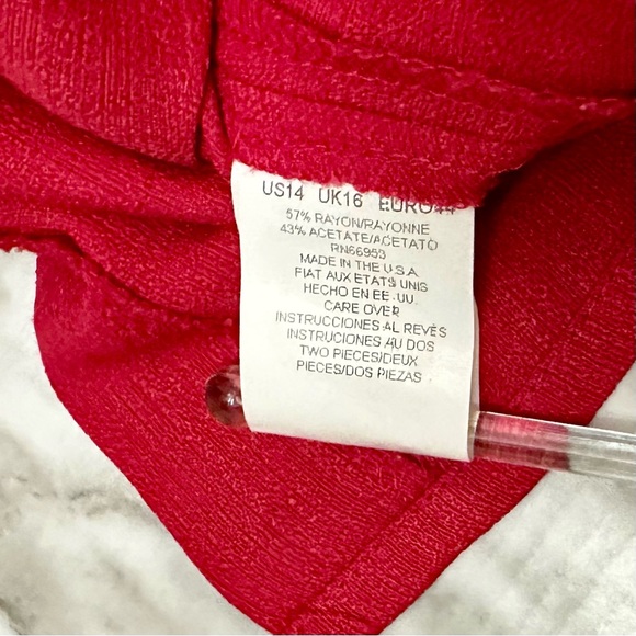 Leslie Fay Red Button Down Peplum Jacket Womens Size 14 80’s Workwear Vintage - Picture 10 of 14